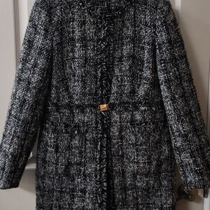 DKNY Black and White Tweed Blazer